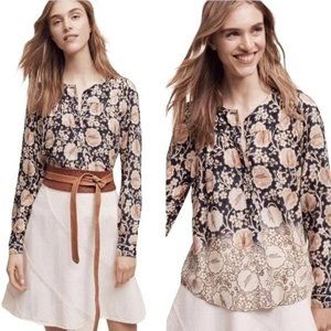 Anthropologie Maeve floral print ombre long sleeve long sleeve blouse woman sz M